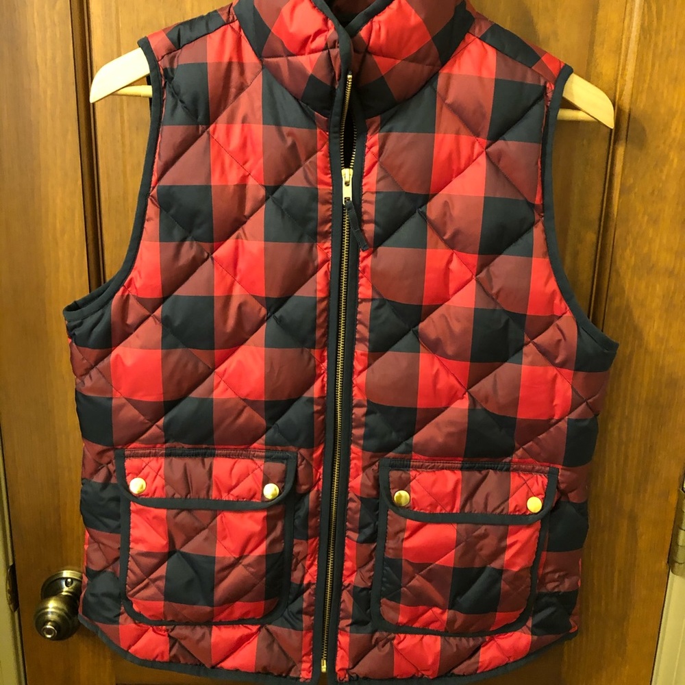 Buffalo plaid J Crew down vest